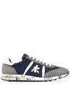 Premiata Blue And Grey Leather Eric Sneakers In Blue
