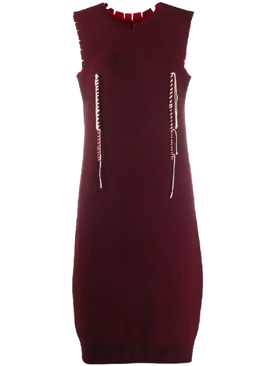Maison Margiela Twisted Thread Detail Knitted Dress In Red