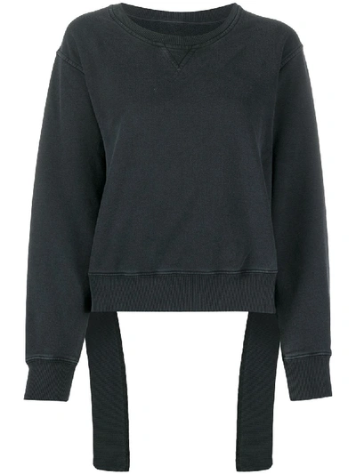 Mm6 Maison Margiela Cropped Fallen Waistband Sweatshirt In Black