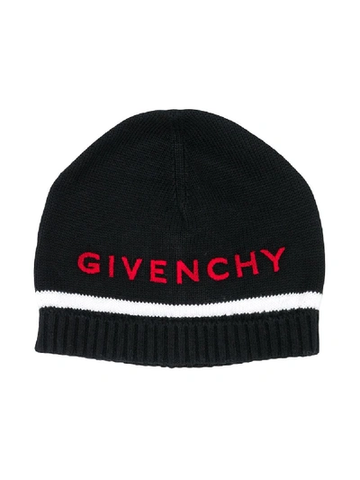 Givenchy Babies' Logo刺绣套头帽 In Black