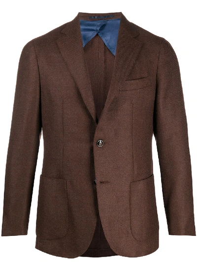 Barba Double Breasted Blazer Jacket In Brown