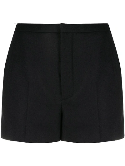 Saint Laurent Silk High-waisted Shorts In Black