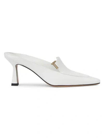 Lafayette 148 Ciara Leather Loafer Mules In White