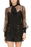 GIVENCHY TIE NECK CHANTILLY LACE BLOUSE,BW60GR206T