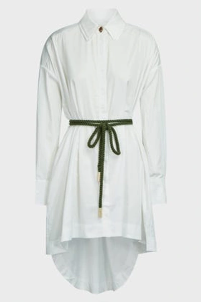 Aje Tranquility Belted Shirt Dress In White And Green