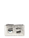 Chiara Ferragni Flirting Eye Glittered Card Holder In Silver