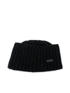Saint Laurent Logo Plaque Cashmere Beanie In Black