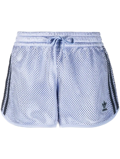Adidas Originals Logo Patch Mesh Shorts In Blue