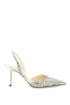 JIMMY CHOO THANDI 85 GLITTER SLINGBACK PUMPS,11486367