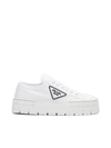 Prada Womens White Double Wheel Recycled-nylon Low-top Trainers In White Black
