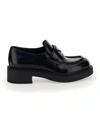 Prada Logo Leather Loafers In Nero