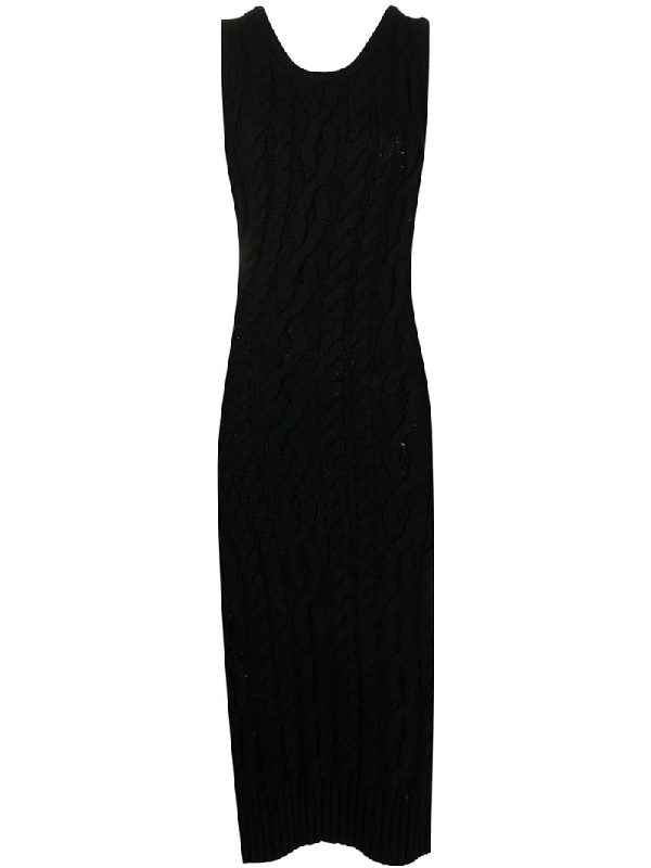 black cable knit dress