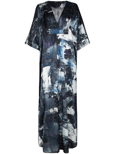 Marta Larsson Dunaway Graphic-print Silk Maxi Dress In Blue