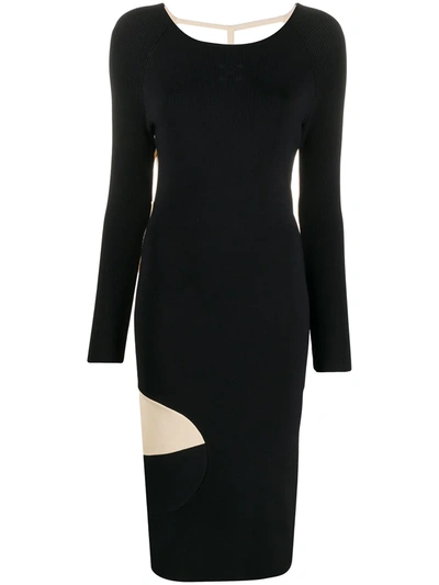 OFF-WHITE FRONT N' BACK RIBBED-KNIT DRESS