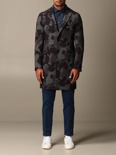 Etro Camo Jacquard Wool Coat In Multicolor