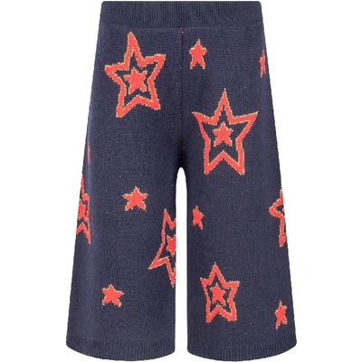 Gucci Kids' Blue Pants For Girl With Stars
