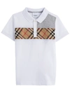 BURBERRY POLO T-SHIRT WITH VINTAGE CHECK DETAIL,11484999