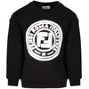 FENDI BLACK SWEATSHIRT FOR KIDS WITH DOUBLE FF,11484957