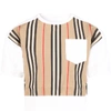 BURBERRY WHITE T-SHIRT FOR KIDS WITH ICONIC STRIPES,11484921