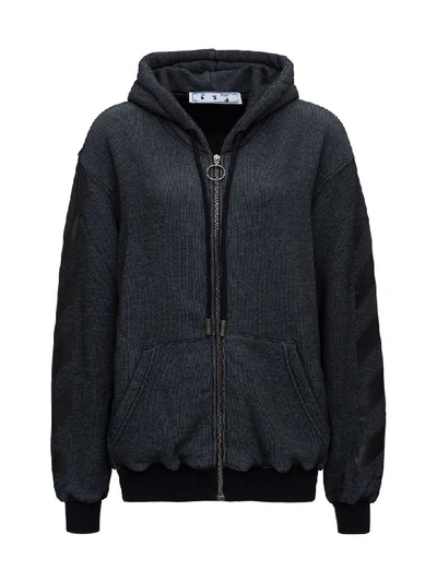 Off-white Arrow Zipped Hoodie In Black Black