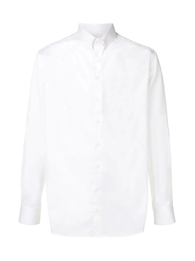 Giorgio Armani Pleated-plastron Cotton-poplin Tuxedo Shirt In Brilliant White