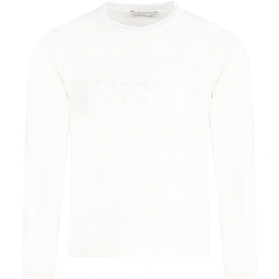 Moncler Kids' Ivory T-shirt For Girl With Logo