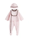 Fendi Pink Set With Double Ff For Baby Girl In Pink