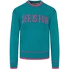 ALBERTA FERRETTI LIGHT BLUE SWEATER FOR GIRL WITH WRITING,025416 051