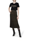 BALMAIN PLEATED LUREX MIDI SKIRT,11484301