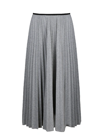 Moncler Pleated Midi Skirt In Grey