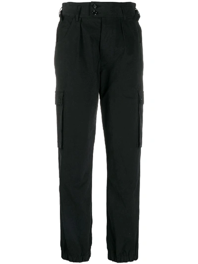 Moschino High-waisted Cargo Trousers In Black