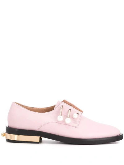 Coliac Rhinestone-embellished Low-heel Loafers In Pink