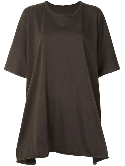 Rick Owens Oversized Asymmetric T-shirt In Brown