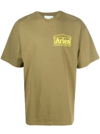 Aries Olive Green Cotton T-shirt