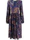 ETRO GATHERING DETAIL PAISLEY PRINT DRESS