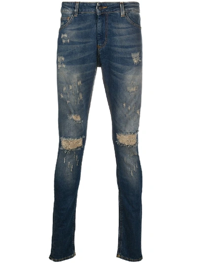 Family First Distressed Ripped Jeans In Blue