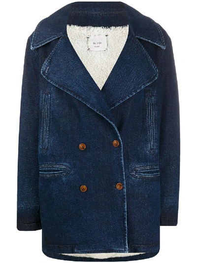 Alysi Oversized Double-breasted Coat In Blue