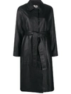ALYSI BELTED LEATHER COAT