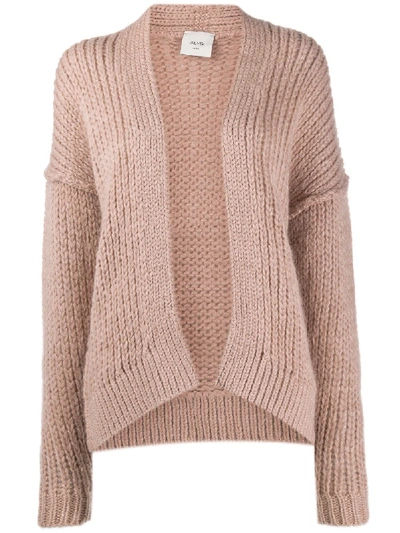 Alysi Knitted Drop Shoulder Cardigan In Pink
