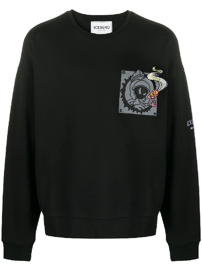 Iceberg Embroidered Logo Cotton Sweatshirt In Black