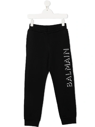 Balmain Kids' Logo Print Track Trousers In Black