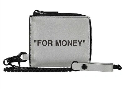 Pre-owned Off-white  Zip Chain Card Case "for Money" (2 Card Slot) Silver