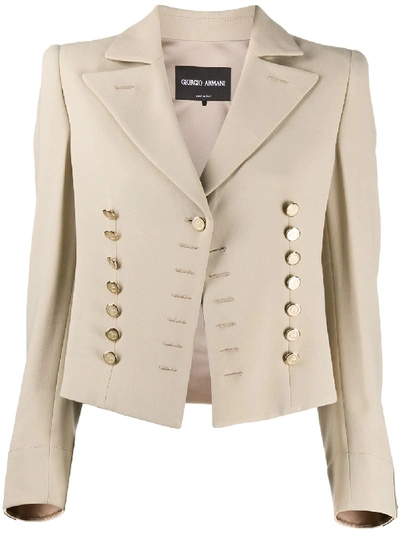 Giorgio Armani Fitted Military Jacket In Neutrals