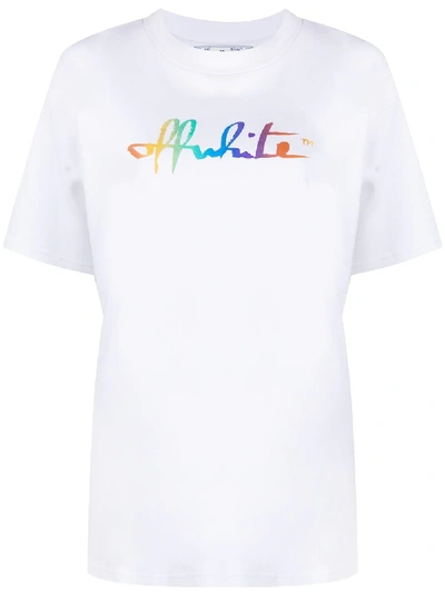 Off-white Logo Print Cotton T-shirt In White
