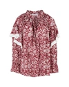 See By Chloé Ruffled Floral-print Cotton-jacquard Blouse In Red