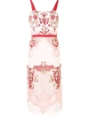 MARCHESA NOTTE 3D FLORAL EMBROIDERED DRESS
