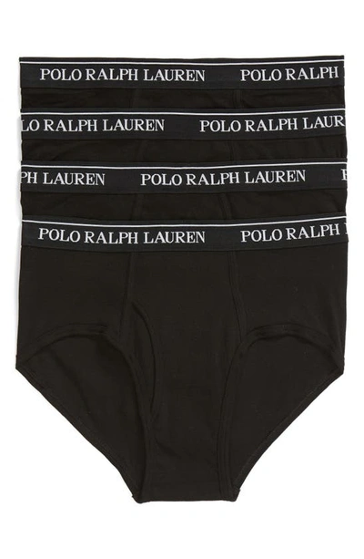 Polo Ralph Lauren Classic Fit Mid-rise Cotton Brief 4-pack In Black