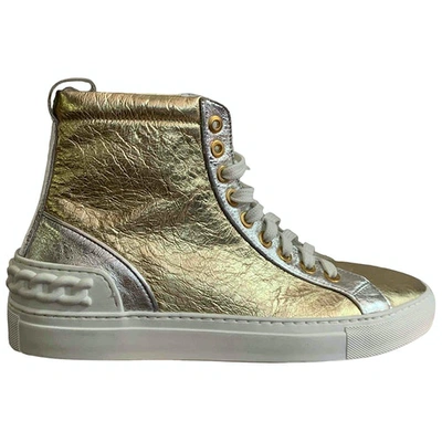 Pre-owned Casadei Gold Leather Trainers