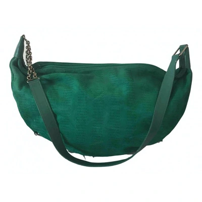 Pre-owned Versace Green Suede Handbag