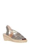 Andre Assous Dorit Wedge Espadrille Sandal In Pewter Leather